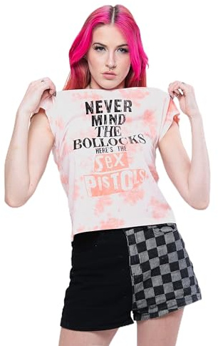 Sex Pistols The Crop T Shirt Never Mind the BO***CKS offiziell Damen Dye Wash M