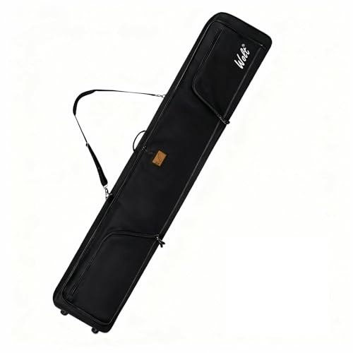 WOLT Snowboardtasche mit Rädern, gepolsterte Skitaschen für Flugreisen, passend für Doppelpaar Ski bis 175 cm, Schwarz