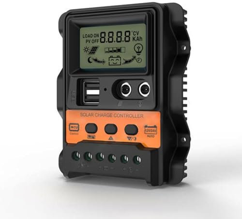Jadeshay 30A Solar Charge Controller,12V/24V PWM Solar Panel Charger Regulator Intelligent Controller LCD Display Parameter Automatic Adjustable with 5V Dual USB Port Output for Solar PV Panel Battery