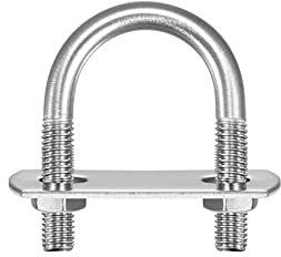 sourcing map Round U-Bolts, 24mm(0.94) Inner Width 42mm Length M6 304 Stainless Steel U Clamp Bolt with Nuts Washers and Plates, for Boat Trailer