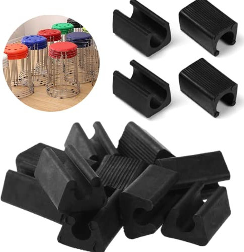Vokowin 24 Pcs Silicone Chair Leg Caps U-Shaped Tube Sleeve Tube Clamp Damper Stool Anti Front Tilt Pipe Clamp Floor Protectors Plastic for Foot Covers On Most Furniture (K149-24)