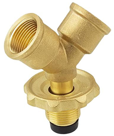 F Fityle Propane Splitter Gas Adapter Cylinder Bottle Adapter with Shut Off Valve 2 Way Gas Adapter for BBQ Grills Propane Appliances Home, Zinc Alloy