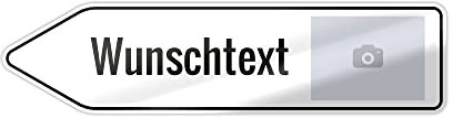 PrintPlanet® Pfeilwegweiser mit eigenem Text personalisiert - Alu-Dibond 3 mm Weiß - Verschiedene Größen - Layout 2