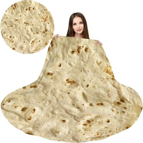Burritos Tortilla-Überwurfdecke, runde Tortilla-Decke, Tortilla-Wickeldecke, riesige runde weiche Decke für Erwachsene und Kinder, 150 cm