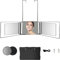 EVGTTI 360 Grad Spiegel mit LED-Licht zum Selbstschneiden und Stylen - Tragbarer 3 Wege Kosmetikspiegel mit Höhenverstellung und Haken - Ideal für Badezimmer, Schlafzimmer, Make-up, Rasur