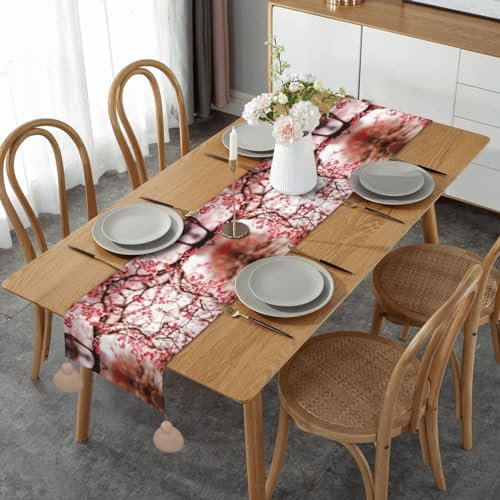 Tischläufer mit handgefertigten Quasten, 152,4 cm, für Esszimmer, Kommode, Party, Bankett, Dekoration, Kirschbaum
