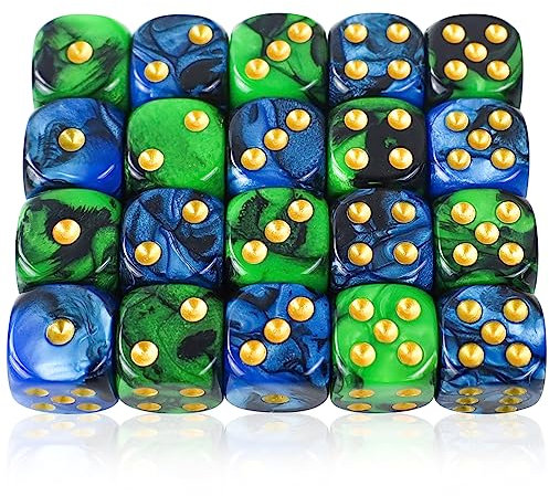 20 Stück Bunt Würfel Set,16MM Polyedrische Würfel,D6 Standard Würfel Poker,Spiel,6-seitiges Acryl Würfel Set für Party Brettspiele,Teaching Math,Spielwürfel aus Acryl für Würfelspiele