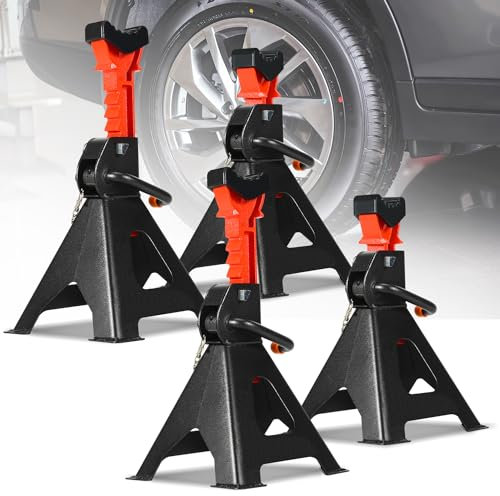 Jopassy 4X Unterstellbock 3T Tragfähigkeit｜Stützbock Höhenverstellbar 285-430mm｜Unterstellböcke Kfz mit Sicherung｜Auto PKW Abstellbock Unterstellbock Stützbock für PKW, Wohnmobilen, Caravan