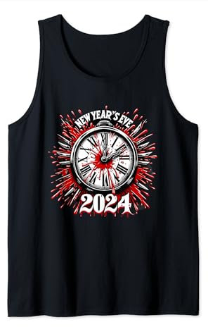 Blutspritzer-Uhr 80er Jahre Slasher Horror Silvester 2024 Tank Top