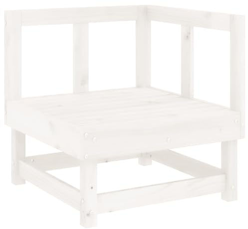 vidaXL Garten Ecksofa, Modular Gartenmöbel mit Holzgestell, Sofa Lounge Sessel für Garten Terrasse Balkon, Gartensofa Gartensessel, Weiß Massivholz Kiefer