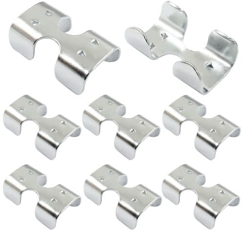 Hordion 8Pcs Heavy Duty Iron Rope Connector Clamp, Silver for Twisted/Braided Ropes, Double Clamp Design with Spike Bit for Reliable Use, Wide Application