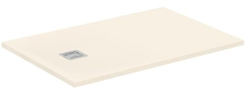 Ideal Standard - Ultra Flat S+, Piatto doccia rettangolare ultrasottile in resina effetto pietra, 120x80cm, Ideal Solid, Scarico lato corto, Sabbia