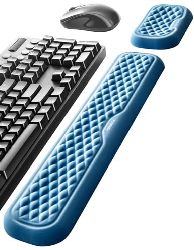 Vaydeer Ergonomic Keyboard Mouse Wrist Rest Pad Computer Wrist Pillow Soft Memory Foam Cushion for Office Desk Hand Laptop - Ocean Blue