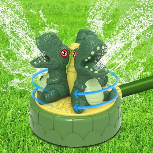 HOVCEH Dinosaurier Wassersprinkler für Kinder, Dinosaurier Sprinkler Wasserspielzeug Kinder Outdoor Mit 360 Rotierenden Sprühdüsen, Niedliches Outdoor Wasserspielzeug für Rasen Garten