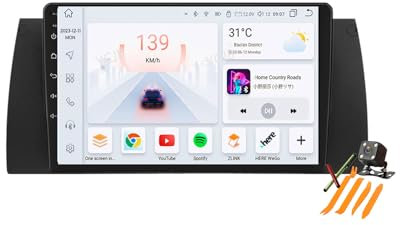 Autoradio Android 13.0 Navi 2 Din Stereo für 5 Series E39/X5 E53 1996-2007 Sat GPS Navigation 9 zoll Cartablet Multimedia Player FM BT Receiver mit Carplay 4G 5G WIFI DSP SWC,M6 pro plus3