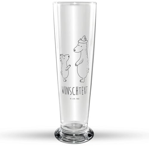 Mr. & Mrs. Panda Personalisiertes Bierglas Bären mit Hut - Personalisierte Geschenke, Danke Papa, Bierkelch Wunschname, Mama, Namen, Familie, Dad, Bruder, bester Vater, Oma, Söhne