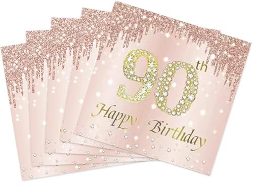 40 tovaglioli per 90° compleanno in oro rosa decorazioni per feste di compleanno vintage 1934 per donne compleanno anniversario di matrimonio forniture per feste a 2 strati