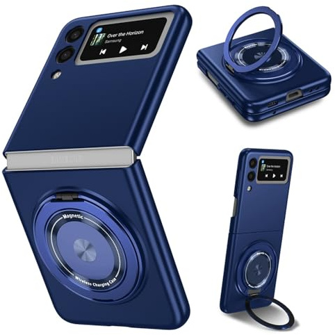 ZHOZEXIN Kompatibel mit Samsung Galaxy Z Flip 3 Hülle, magnetischer Scharnierschutz Stoßfeste Hardcover mit Glaskameraschutz für Z Flip 3 5G (Blau)