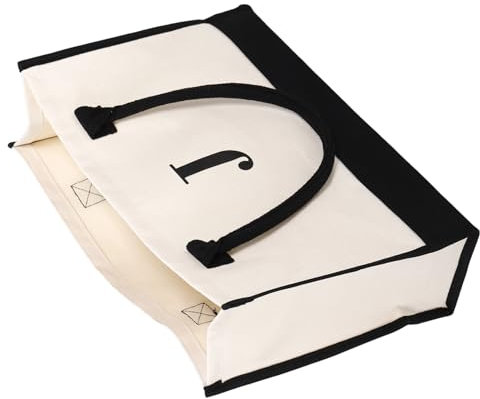 WRITWAA Handtaschen Modische Einkaufstasche mit Buchstabe J Große Kapazität Einkaufstasche für Damen Einfache Einkaufstasche Offene Strandtasche mit Löchern