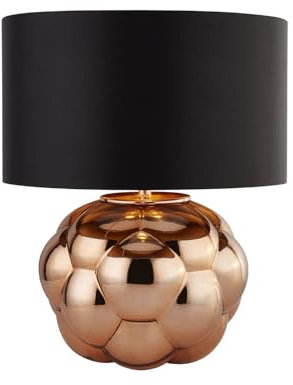 Searchlight Lighting Stehleuchte Bubble Stil Glas Kupfer Trommel Schwarz Seidenimitat Innen Kupfer E27 60 W