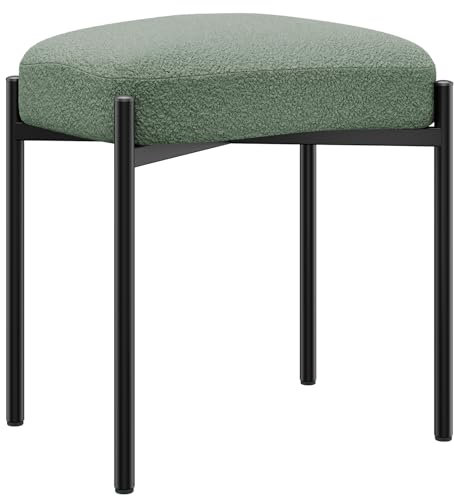 YMYNY Schminkhocker, Moderne Fußhocker, Makeup Eitelkeit Hocker, Ottoman Fußstütze Stuhl für Vanity, Moderne Fußhocker klein gepolstert für Wohnzimmer Eingang Flure 37×29×46CM Grün HBD034D