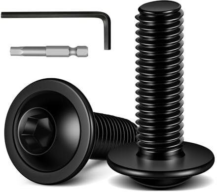 Dayalo 20 viti a testa bombata M8 x 20 mm, viti a testa bombata con flangia, viti a flangia, esagono incassato, in acciaio inox A2 V2A, ossido nero, filettatura completa, con chiusura e punta