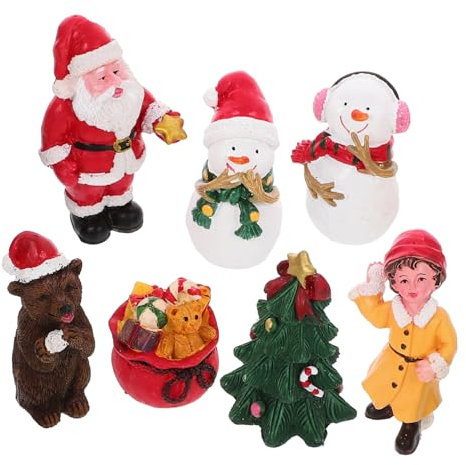 Garneck 5 Sätze Weihnachtsschmuck Weihnachtsminiatur Weihnachtsmann-Anzug Mini-stuffies Weihnachts-miniaturfigur Urlaub Taschenfüller Cupcake-Topper Für Weihnachten Miniaturfiguren Harz