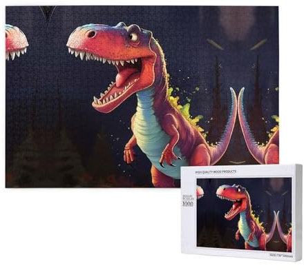 Big-Mouthed Dinosaur Puzzles for Adult 1000 Pieces Wooden Jigsaw for Family Friend Home Decor Wall Art 29.5 X 19.7 in