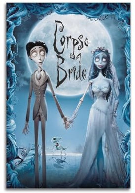 PTKSWPAP Cartoon-Poster, Motiv: Corpse Bride, klassischer Cartoon-Charakter, Druck, Gemälde, dekoratives Ölgemälde, Leinwand, Maler, Hausdekoration, Bürodekoration, 30 x 45 cm, ungerahmt, 29