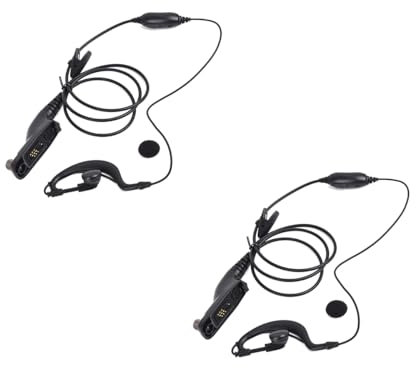 HYSHIKRA Walkie Talkie Auricolare di sicurezza Auricolare compatibile con Motorola DP3400 DP4400 DP4800 DGP4150 XiR-P8200 Radio G Shape Ear Piece con microfono e PTT (2 PACK)