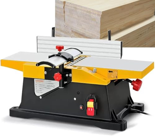 1800W Power Benchtop Planer, 12000R/MIN Electric Desktop Woodworking Planer, 6 inch Multifunctional Benchtop Wood Planer, Adjustable 0-3MM Cutting Depth, for Wood Cutting