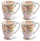 MIATTCLD 4 Piece Porcelain Coffee Mugs Set - Bone China Floral Coffee Tea Water Cup and Hot Chocolate Cups - Great Gift for Lovers - 11 oz/312 ml (Pink)