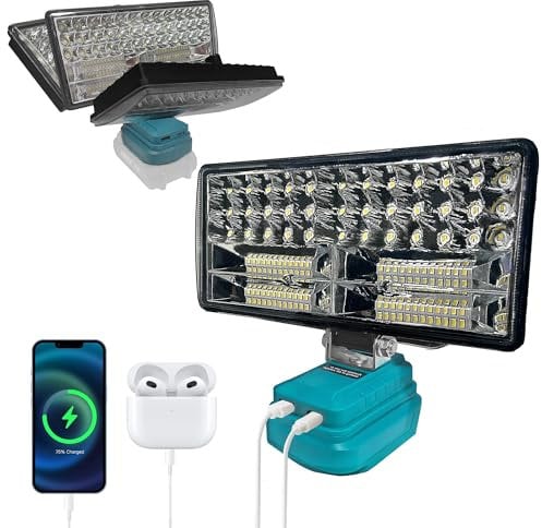 Lampe de travail LED sans fil 90 W pour batterie Makita 18 V, 6800 lumens, étanche, pour chantier, camping et réparation automobile (sans batterie)