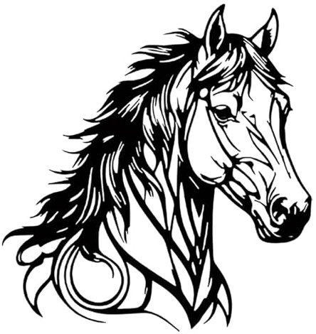 GAOCUNBING Pferde Wandkunst Dekorationen aus Eisen, Pferdekopf Muster Wandskulpturen Tier, Schwarzes Metall Wandkunst Dekor, Wandkunst Hängende Wanddekoration für den Außenbereich 40cmX37.7cm