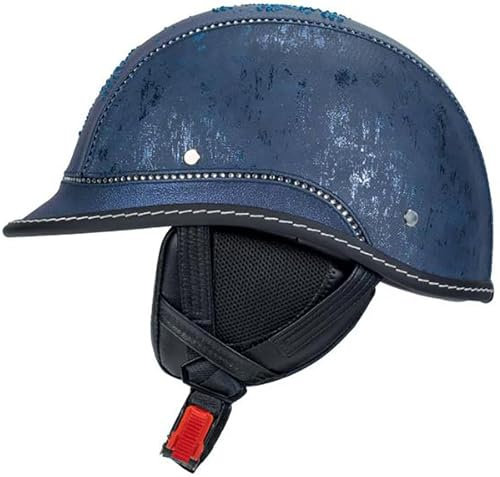 Vintage Casque De Moto, Demi-Casque De Moto Rétro 3/4 Ouvert avec Boucle Dégagement Rapide, Casques Jet De Moto pour Hommes Et Femmes, Casque De Scooter Cruiser Approuvé Dot/ECE 4,S=55-56CM