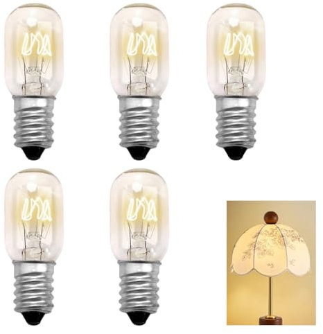 Verazquy 5Pcs 15W E14 Screw Salt Lamp Bulbs 230V, Scentsy Wax Warmer Small Edison Light Bulb, Warm White 2700K Dimmable, SES Pygmy Bulb for Fridge Oven Microwave Sewing Machine