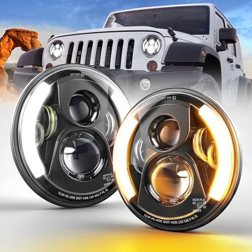 CO LIGHT 2pcs 7 Zoll LED Scheinwerfer Runde Halo High/Low DRL Bernstein Blinker Lichter LED Headlight