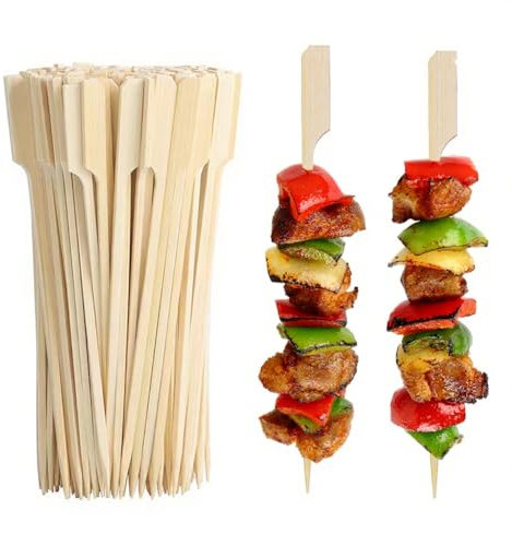 zoerbufan 60 Pièces Brochettes en Bambou pour Brochettes, Fruits, Légumes, Brochettes Fingerfood en Bambou, Tailles 15cm