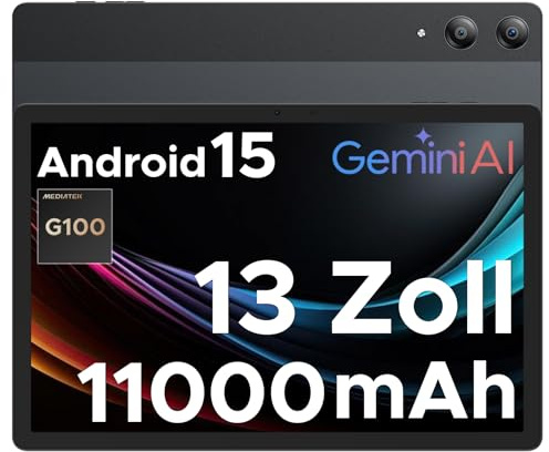 DOOGEE Tab E3 Pro Android 15 Tablet 13 Zoll FHD+ Helio G100 Octa-Core 32GB RAM+256GB ROM (2TB TF) 11000mAh Akku Tablet mit SIM Card Slot 13MP+8MP WidevineL1/ Dual 4G LTE + 5G WiFi/Face ID/OTG/GPS