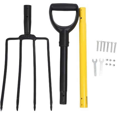 Haofy Kompostgabel 4 Tine Iron Pitchfork mit Verstärktem y -förmigen Griff Graben Gabel für Hochleistungsboden Drehung Distanz aus, die Kartoffelernte 46 Ergonomisches Design für