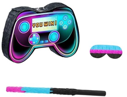 Nishiyuenyi 4 Stücke Piñata Partyzubehör Im Videospiel Look Als Geburtstagsdekoration Und Partyspiel mit Augenbinde Und Konfetti für Mottopartys Und Kinder