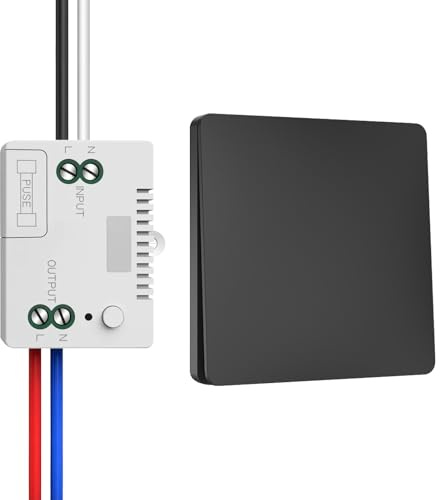 230V Funk-Lichtschalter Set,Selbstversorgender Funkschalter – Drahtlos Kinetischer Batterieloser, wasserdichter Wandschalter,Funk Lichtschalter Schalter (1 Empfänger&1 Schalttafel)