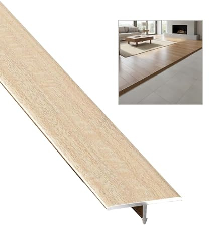 Barre De Seuil En Aluminium，Profilé De Transition De Sol En Forme De T Longueur 50 60 70 80 90 120-160cm Bande De Transition De Sol,Pour Les Joints De Sol Moquette Et Carrelage(Beige,2x120cm)