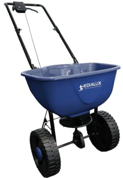 Edialux Düngerstreuer 15 L, manueller Streuwagen für Rasen, Garten und Einfahrt, einstellbare Dosierung für Dünger, Saatgut und Streusalz, gleichmäßige Verteilung