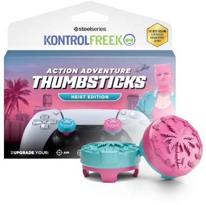 KontrolFreek® Action Adventure Thumbsticks – Heist Edition für PlayStation 5 (PS5), PlayStation 4 (PS4) | Rosa & Blau