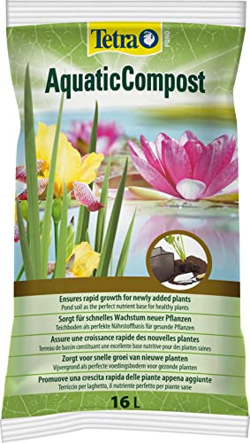 Tetra Pond AquaticCompost - Fertilizante, Tierra para Fondo de Cuenca - Nutrientes para Plantas de Estanque de jardín y Ornamento - Promueve el Crecimiento de Las Plantas - 16 L