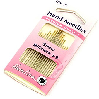 Hemline Premium Gold Eye Straw Milliner Needles - per pack of 16