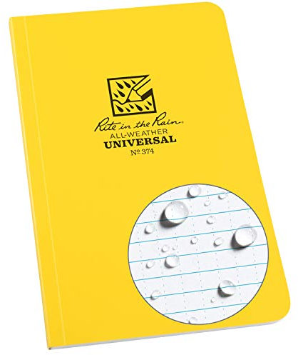Rite in the Rain Allwetter Soft Cover Notebook, 4 5/20,3 cm X 7 1/10,2 cm, Universal Muster (Nr. 374) gelb