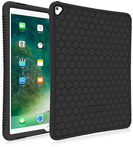 Fintie Silikon Hülle für iPad Pro 12.9 Zoll (2. und 1. Generation, Modell 2017 und 2015) - [Bienenstock Serie] Leichte rutschfeste Stoßfeste Schutzhülle Tasche Case Cover, Schwarz