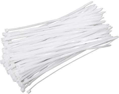 KGS Cable Ties | Nylon Self Locking Plastic Zip Tie Wraps | 100 Pieces per Pack | 250mm x 4.6mm (10 Inch) | White
